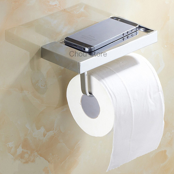 FsEub Durable Wall Mount Stainless Steel Paper Holder Toilet Tissue Shelf Chrome